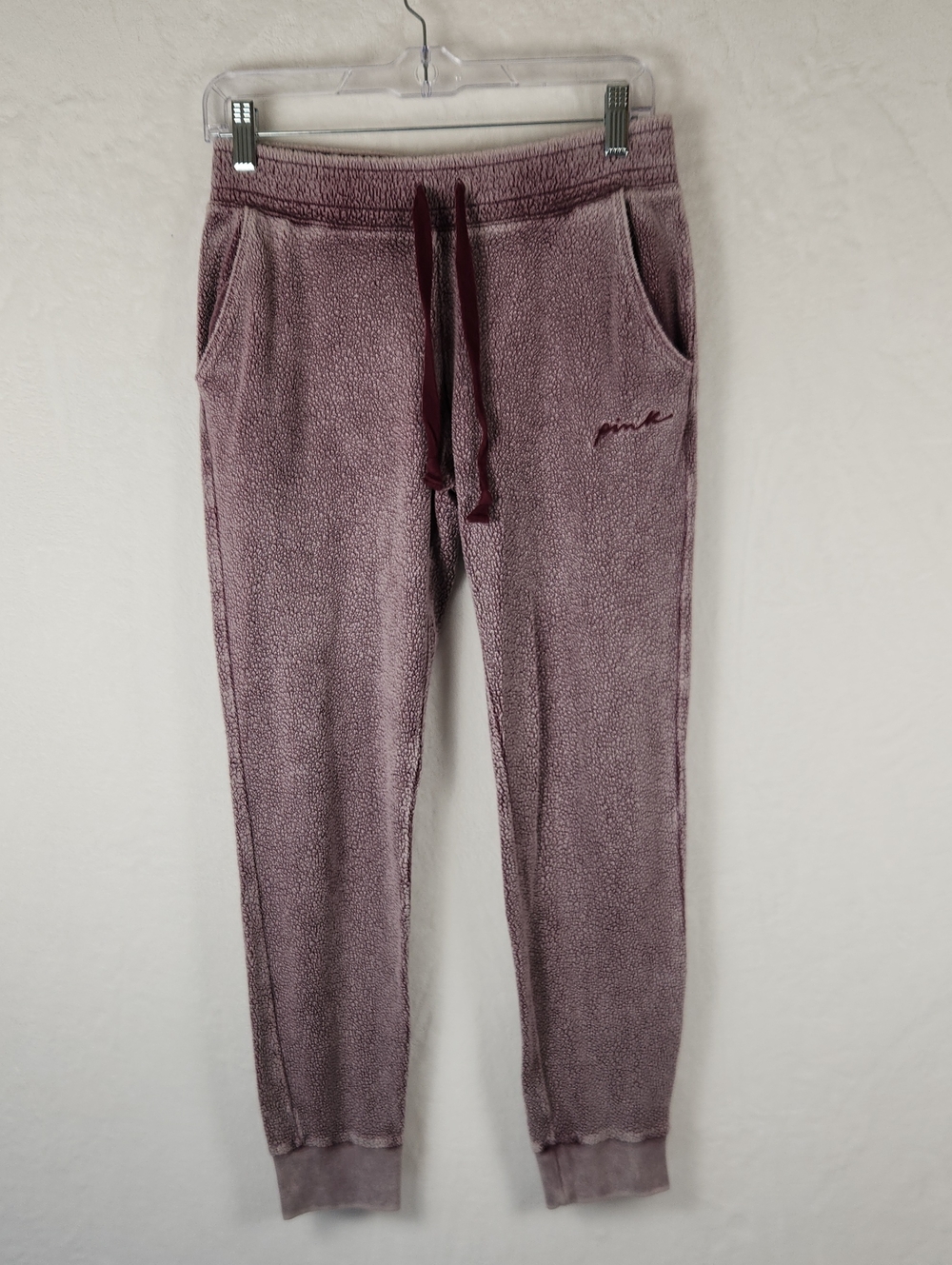 PINK Victoria's Secret Mauve Plush Jogger Pants with Drawstring Size Small